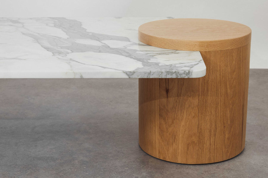 Marble and White Oak Coffee Table