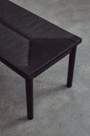 Blackened Oak Bench with Woven Seat