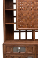 ARTS AND CRAFTS 3-UNIT CABINET with WOVEN TIMBER