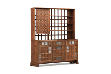 ARTS AND CRAFTS 3-UNIT CABINET with WOVEN TIMBER