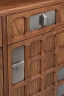 ARTS AND CRAFTS 3-UNIT CABINET with WOVEN TIMBER