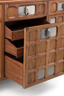 ARTS AND CRAFTS 3-UNIT CABINET with WOVEN TIMBER