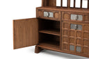 ARTS AND CRAFTS 3-UNIT CABINET with WOVEN TIMBER