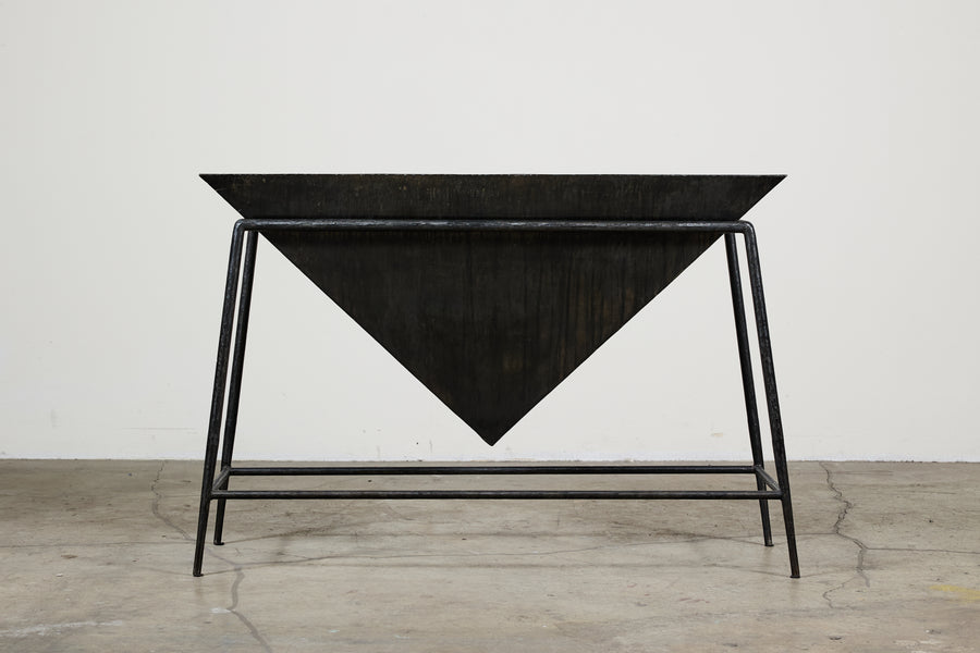 Pyramid Console Table in Blackened Steel