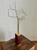 Rosewood & Brass Table Lamp Sculpture