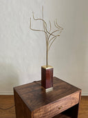 Rosewood & Brass Table Lamp Sculpture