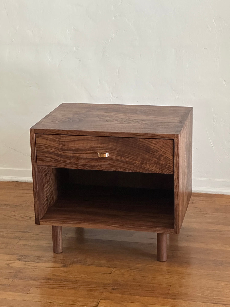 Walnut Nightstand with Brass Pulls