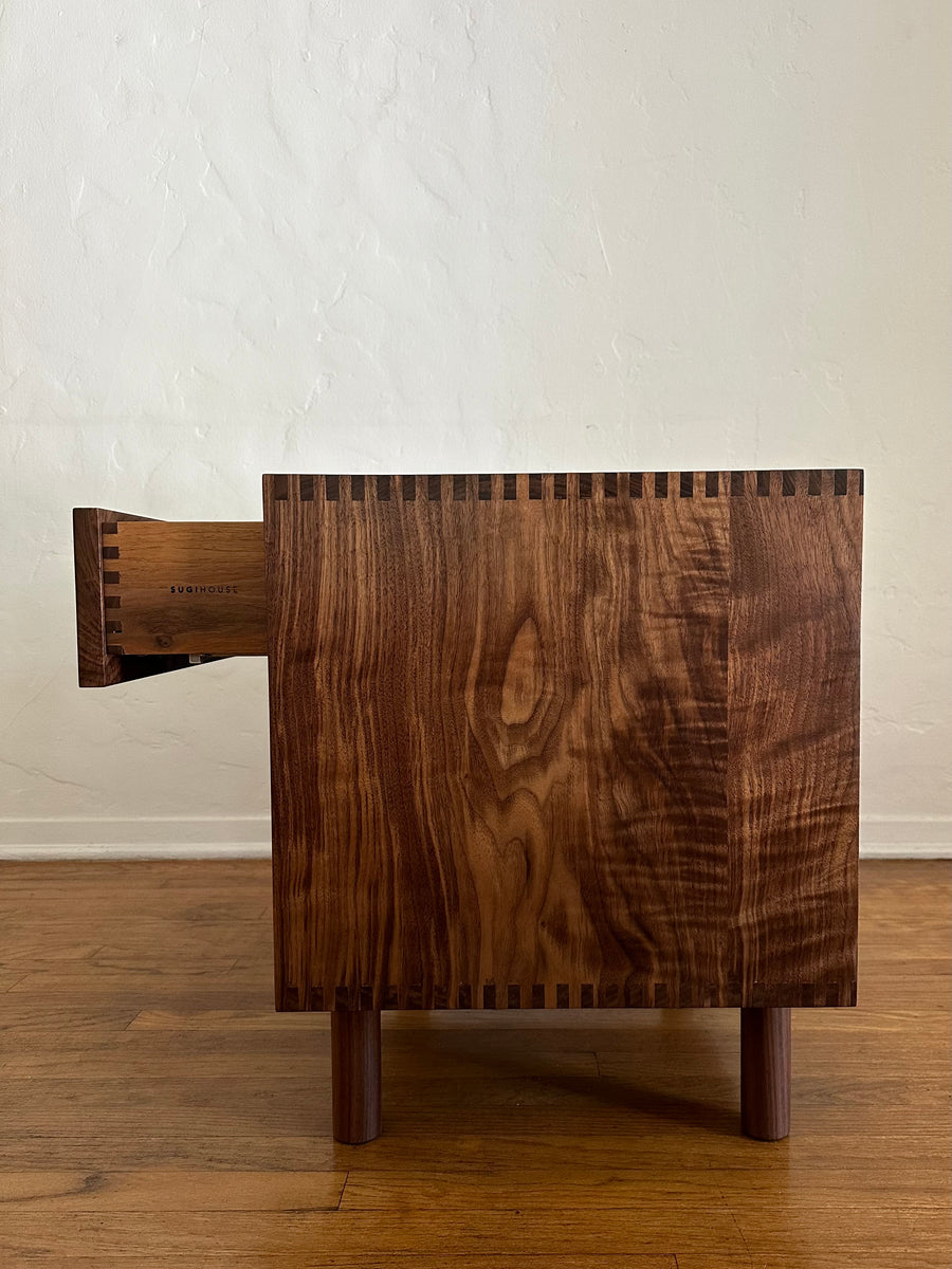 Walnut Nightstand with Brass Pulls