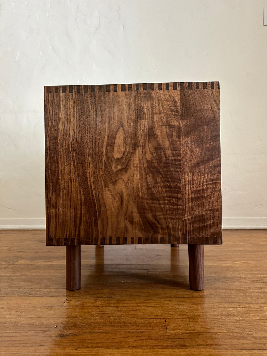 Walnut Nightstand with Brass Pulls