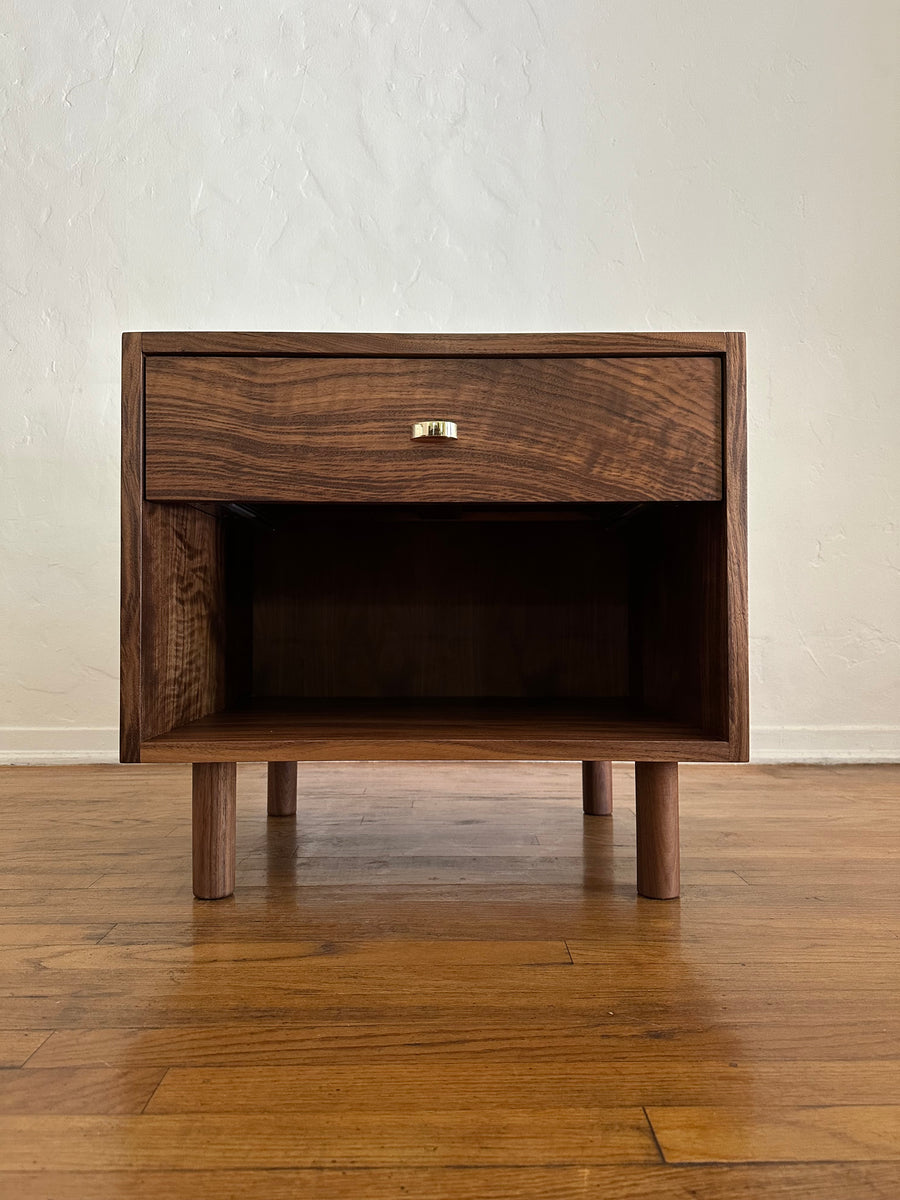 Walnut Nightstand with Brass Pulls