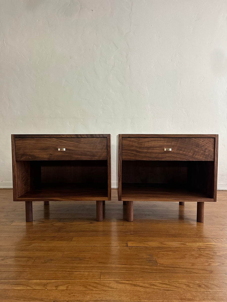 Walnut Nightstand with Brass Pulls