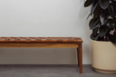 Walnut Bench with Woven Leather Seat