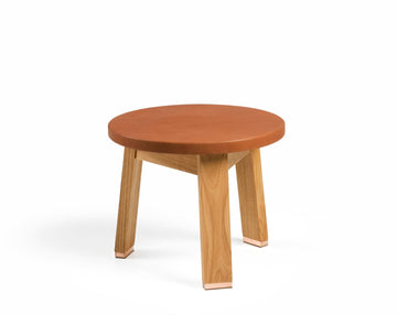 Low Stool with Upholstered Seat