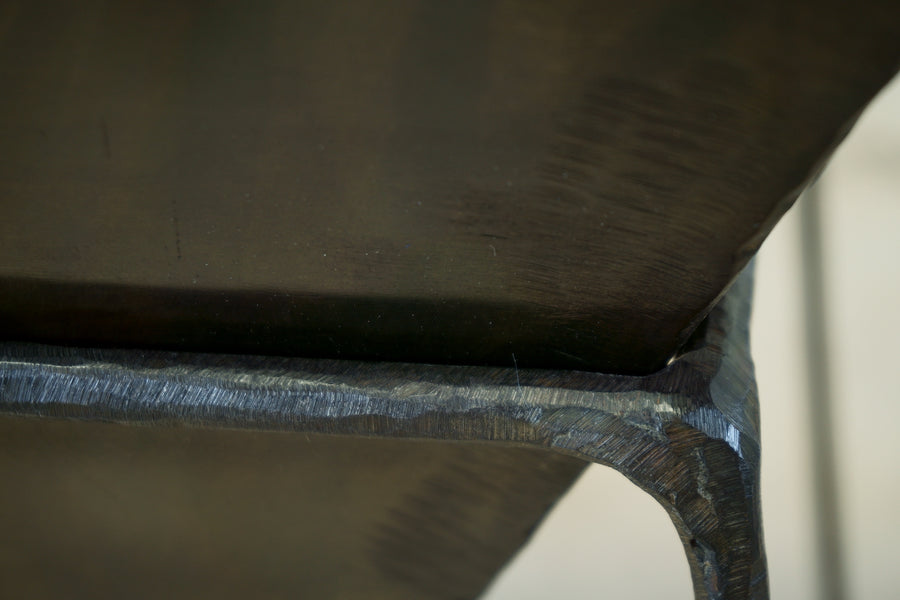 Pyramid Side Table in Blackened Steel