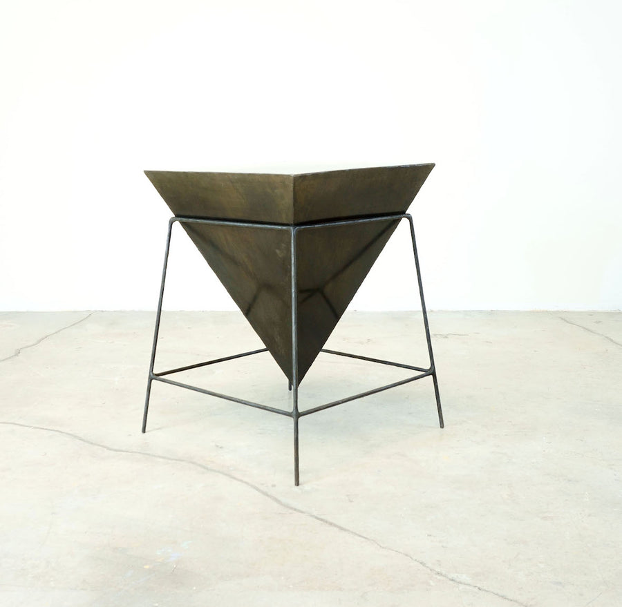 Pyramid Side Table in Blackened Steel