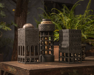 Ceramic Building Lantern Sculpture