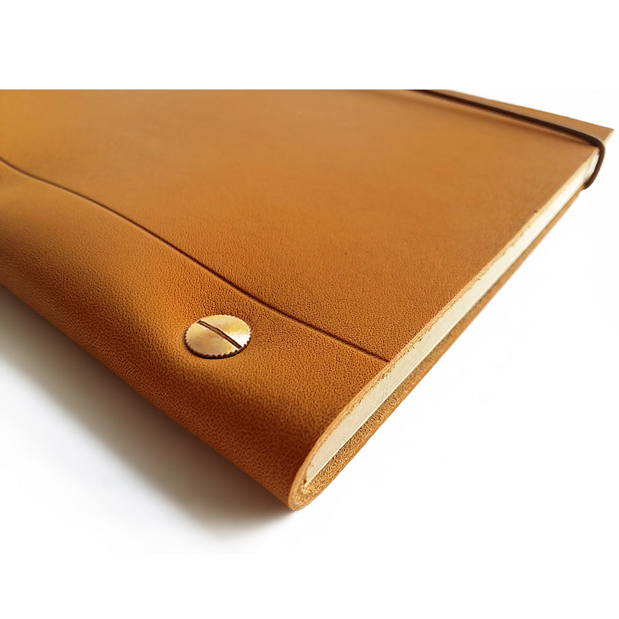 Medium Leather Notebook in Gold