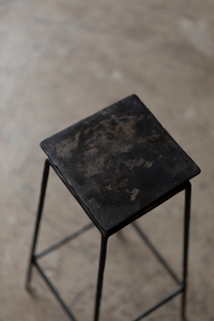 Inverted Pyramid Side Tables in Blackened Steel