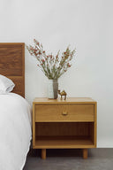 Oak Nightstand with Brass Pulls