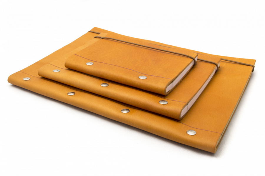 Medium Leather Notebook in Gold